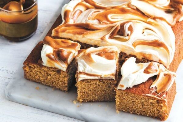 Banoffee sheet cake with caramelised banana